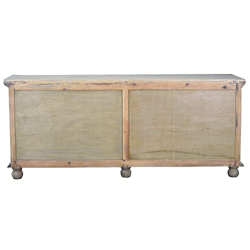 Sunset Trading Cottage Clover Glass Door Credenza Solid Wood Display Cabinet | Fully Assembled Sideboard Buffet Server, 87" Wide, Distressed Driftwood Brown