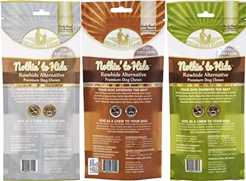 Fieldcrest Farms Nothing to Hide Natural Rawhide Alternative Twist Stix for Dogs - 3 Pack Bundle & Magnet (Chicken, Beef, Peanut Butter) Premium Easily Digestible Chews Great for Dental Health