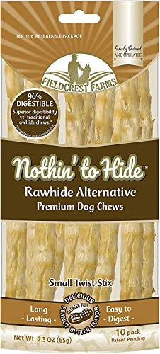 Fieldcrest Farms Nothing to Hide Natural Rawhide Alternative Twist Stix for Dogs - 3 Pack Bundle & Magnet (Chicken, Beef, Peanut Butter) Premium Easily Digestible Chews Great for Dental Health