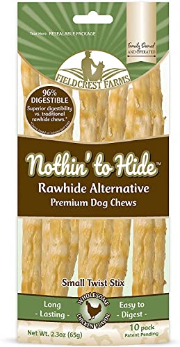 Fieldcrest Farms Nothing to Hide Natural Rawhide Alternative Twist Stix for Dogs - 3 Pack Bundle & Magnet (Chicken, Beef, Peanut Butter) Premium Easily Digestible Chews Great for Dental Health