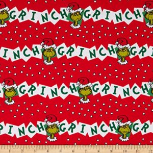 kaufman how the grinch stole christmas holiday headd stripe holiday, fabric by the yard