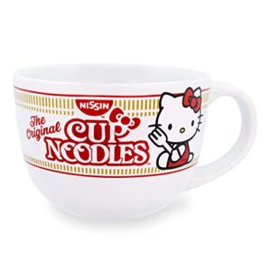 toynk sanrio hello kitty x nissin cup noodles 24-ounce ceramic soup mug | bowl for ice cream, cereal, oatmeal | large coffee cup for espresso, caffeine, beverage | cute home & kitchen essentials