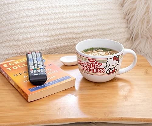 Toynk Sanrio Hello Kitty x Nissin Cup Noodles 24-Ounce Ceramic Soup Mug | Bowl For Ice Cream, Cereal, Oatmeal | Large Coffee Cup For Espresso, Caffeine, Beverage | Cute Home & Kitchen Essentials