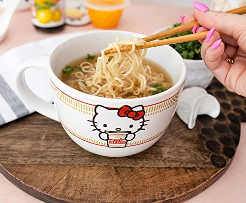 Toynk Sanrio Hello Kitty x Nissin Cup Noodles 24-Ounce Ceramic Soup Mug | Bowl For Ice Cream, Cereal, Oatmeal | Large Coffee Cup For Espresso, Caffeine, Beverage | Cute Home & Kitchen Essentials