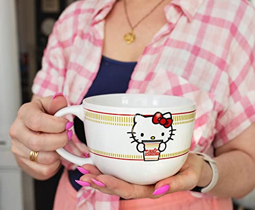 Toynk Sanrio Hello Kitty x Nissin Cup Noodles 24-Ounce Ceramic Soup Mug | Bowl For Ice Cream, Cereal, Oatmeal | Large Coffee Cup For Espresso, Caffeine, Beverage | Cute Home & Kitchen Essentials