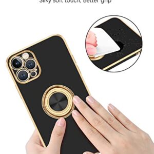 BENTOBEN Case for iPhone 12 Pro Max, iPhone 12 Pro Max Case with Ring Holder Rotation Kickstand Flexible TPU Bumper Shockproof Protective Women Girl Men Boy Phone Cover for iPhone 12 Pro Max, Black