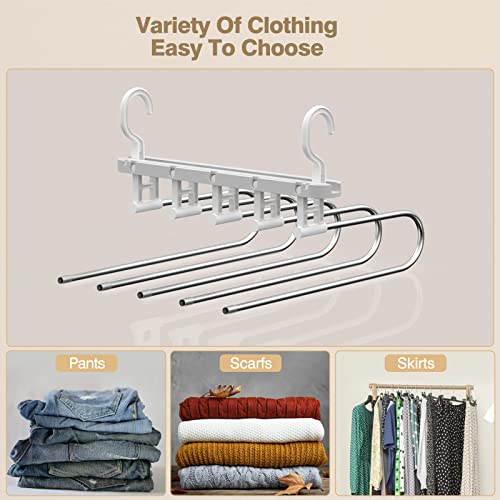 Roylvan Pants Hangers Space Saving, 2 Pack for Closet Clothes Hanger Organizer Jean Hangers Pants Rack for Trousers Skirts Scarf, Non Slip Hangers Space Saving for Closet, Dorm Room, Travel