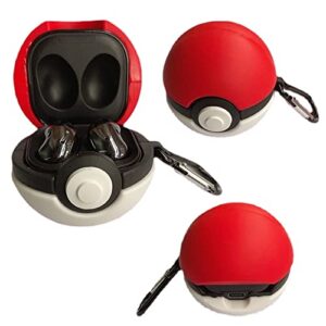compatible with samsung galaxy buds2 pro(2022)/galaxy buds live(2020)/galaxy buds pro(2021)/galaxy buds 2 (2022) charging box,cute 3d cartoon poke ball earphone case,soft silicone case with hook