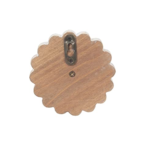 dwellington Distress Wood Flower Coat Hooks for Wall Hanging, Single Small Vintage Decorative Hanger for Keys, Bags, Towels (Robe Hanger)