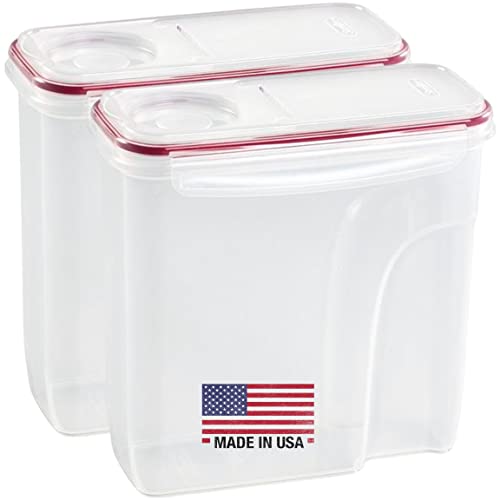 Cereal Containers Storage Dispenser Extra Large 1.5 Gallon (192 Oz) Keeps Fresh Cereal Airtight Lid Plastic, Dog or Cat Food Containers Family-Size Cereal Keeper, Dishwasher Safe - Made In USA - 2 Pack
