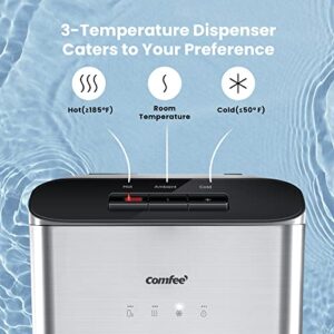 Comfee UV self-cleanning Bottleless Water Cooler, Quick Cooling Water Dispenser with 3 Temperature Settings, Safety Child Lock, Stainless Steel