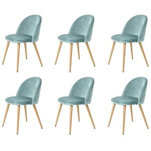 exachat a set of 2/4/6 velvet-backed upholstered dining chairs with a simple and stylish design, which can perfectly match your dining room, living room or bedroom. (6, green)
