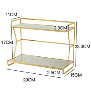 Fenteer 2 Tier Coffee Cup Rack Tray Tea Party Serving Platter for to Clean Easily Access to Food, Light Green Marble Print