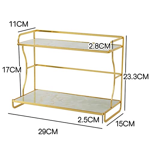 Fenteer 2 Tier Coffee Cup Rack Tray Tea Party Serving Platter for to Clean Easily Access to Food, Light Green Marble Print