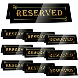 di qiu ren 10pcs reserved table signs, acrylic guest reservation table tents sign, waterproof double-sided reserved seat signs, reserve signs for wedding birthday party restaurants meeting chair