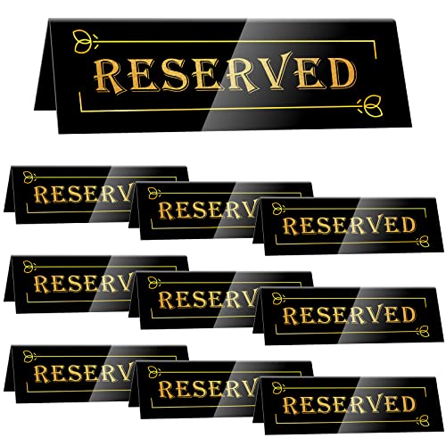 DI QIU REN 10PCS Reserved Table Signs, Acrylic Guest Reservation Table Tents Sign, Waterproof Double-Sided Reserved Seat Signs, Reserve Signs for Wedding Birthday Party Restaurants Meeting Chair