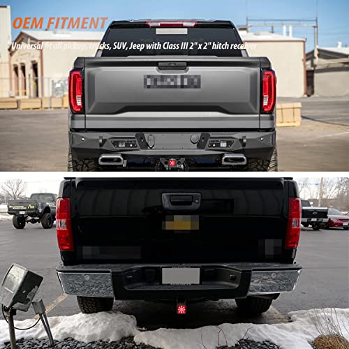 Adiil 2''Size 15-LED Brake Light Trailer Hitch Cover Fit Towing & Hauling，Smoked Lens Tow Hitch Driving & Brake Lamp