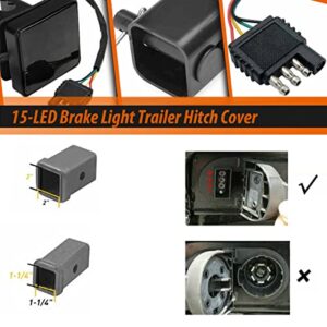 Adiil 2''Size 15-LED Brake Light Trailer Hitch Cover Fit Towing & Hauling，Smoked Lens Tow Hitch Driving & Brake Lamp