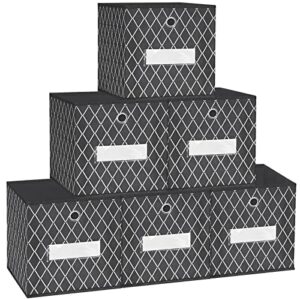 cube storage organizer bins - 11x11x11 inch fabric storage cubes basket container with metal ring handle for closet,pantry,boys,girls,kids toys,clothes,nusery,kallax shelving unit,set of 6 (gray)