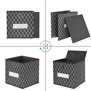 Cube Storage Organizer Bins - 11x11x11 Inch Fabric Storage Cubes Basket Container with Metal Ring Handle for Closet,Pantry,Boys,Girls,Kids Toys,Clothes,Nusery,Kallax Shelving Unit,Set of 6 (Gray)