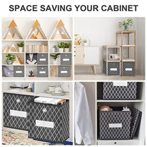 Cube Storage Organizer Bins - 11x11x11 Inch Fabric Storage Cubes Basket Container with Metal Ring Handle for Closet,Pantry,Boys,Girls,Kids Toys,Clothes,Nusery,Kallax Shelving Unit,Set of 6 (Gray)