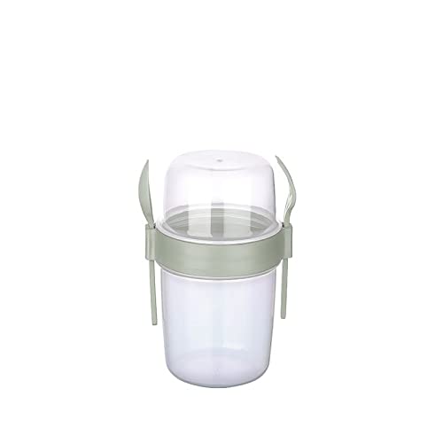 GanoOne On the Go Cups, Take and Go Cup with Topping Cereal or Oatmeal Container, Portable Lux Cereal To-Go Container with Top Lid Granola & Fruit Compartment (Grey)