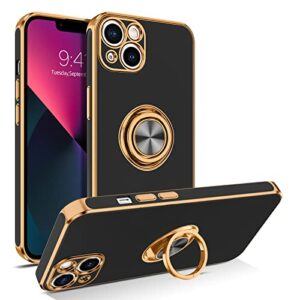 bentoben iphone 13 case, phone case iphone 13, slim fit 360° ring holder shockproof kickstand magnetic car mount supported non-slip protective women girls men boys cover for iphone 13 6.1 inch, black