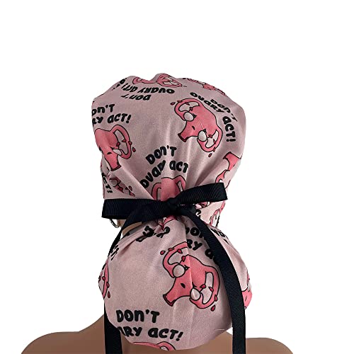 Turn Up Ponytail Medical Scrub Cap – Don’t Ovary Act Ponytail Scrub Hats, Bouffant, Unisex Surgical Caps, Dr. Hats, Nurses Hats. Scrub Hat for Women & Men tie Back | Working Cap with Holder