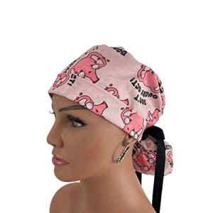 Turn Up Ponytail Medical Scrub Cap – Don’t Ovary Act Ponytail Scrub Hats, Bouffant, Unisex Surgical Caps, Dr. Hats, Nurses Hats. Scrub Hat for Women & Men tie Back | Working Cap with Holder