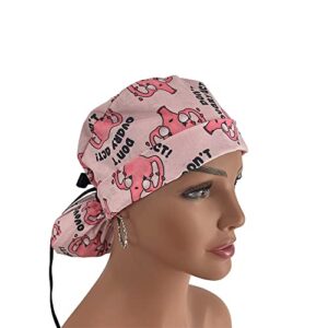 Turn Up Ponytail Medical Scrub Cap – Don’t Ovary Act Ponytail Scrub Hats, Bouffant, Unisex Surgical Caps, Dr. Hats, Nurses Hats. Scrub Hat for Women & Men tie Back | Working Cap with Holder