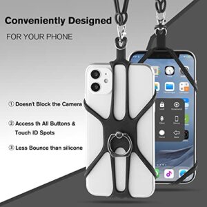 Mornex Phone Lanyard, Universal Adjustable Neck Straps Holder and Ring Grip, Silicone Cell Phone Lanyard Compatible with Most Smartphones