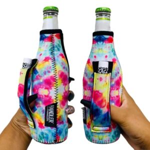 12 oz beer bottle handler - neoprene bottle sleeve with pocket handle - insulated beer sleeves