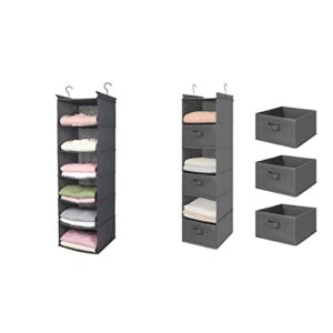 max houser 6 tier shelf hanging closet organizer, closet hanging shelf with 2 sturdy hooks for storage, foldable,grey and grey-d3