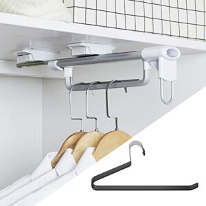 extendable closet pull out rod,retractable metal closet valet rod, closet rods for hanging clothes, pull out clothes hanger closet, multifunction clothing rack for clothing storage,5 pcs pants rack