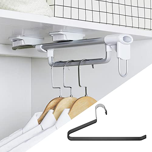 Extendable Closet Pull Out Rod,Retractable Metal Closet Valet Rod, Closet Rods for Hanging Clothes, Pull Out Clothes Hanger Closet, Multifunction Clothing Rack for Clothing Storage,5 Pcs Pants Rack