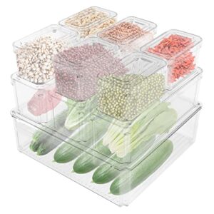 modern-depo 10 pcs refrigerator organizer bins food containers with various size storage bins for fridge, countertop, cabinets & pantry