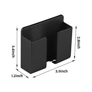 KEPEHE 4 Pcs Phone Holder Wall Mounted, Phone Stand with Data Cable Receiving Hole/Self Adhesive.Phone Holder for Shower/Charging.Compatible with iPhone and Android (Black)