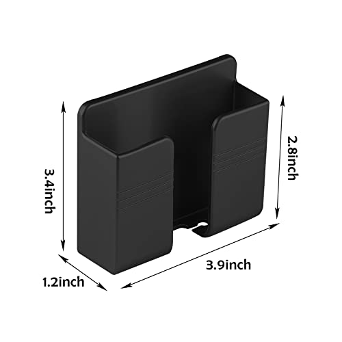 KEPEHE 4 Pcs Phone Holder Wall Mounted, Phone Stand with Data Cable Receiving Hole/Self Adhesive.Phone Holder for Shower/Charging.Compatible with iPhone and Android (Black)