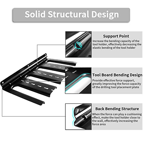 Cordless Power Tool Organizer, Shengsite Wall Mount Drill Holder Holds 4 Drills, Electric Drill Tool Rack, Heavy Duty Alloy Steel Tool Storage for Garage, Home, Workshop and Shed