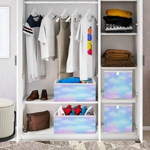 Kigai Stars and Clouds Open Home Storage Bins for Home Organization and Storage, Collapsible Closet Storage Bins, 15.75"L x 10.63"W x 6.96"H