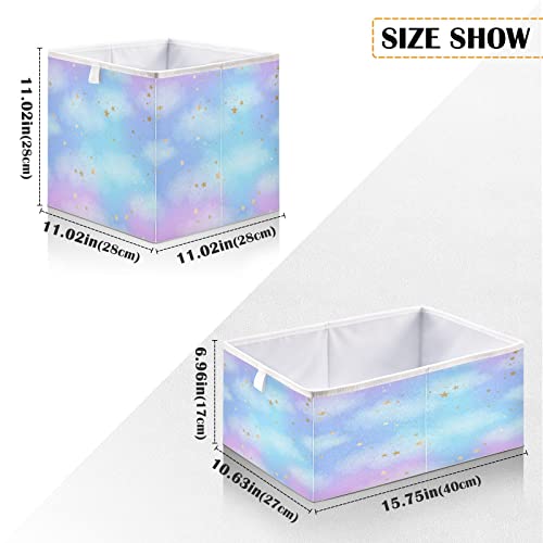 Kigai Stars and Clouds Open Home Storage Bins for Home Organization and Storage, Collapsible Closet Storage Bins, 15.75"L x 10.63"W x 6.96"H