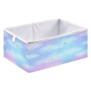 Kigai Stars and Clouds Open Home Storage Bins for Home Organization and Storage, Collapsible Closet Storage Bins, 15.75"L x 10.63"W x 6.96"H