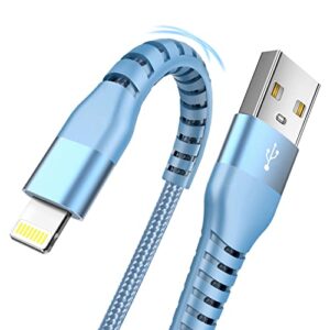 4 pack 6ft iphone charger cable [apple mfi-certified] lightning cable nylon braided high speed usb fast charging cord compatible with iphone 14/13 pro max/12/11/xs/xr/x/8 plus/7/6/5/ipad（sierra blue）