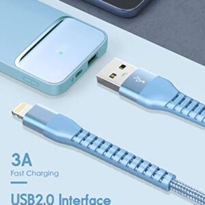 4 Pack 6FT iPhone Charger Cable [Apple Mfi-Certified] Lightning Cable Nylon Braided High Speed USB Fast Charging Cord Compatible with iPhone 14/13 Pro Max/12/11/XS/XR/X/8 plus/7/6/5/iPad（Sierra Blue）