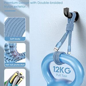 4 Pack 6FT iPhone Charger Cable [Apple Mfi-Certified] Lightning Cable Nylon Braided High Speed USB Fast Charging Cord Compatible with iPhone 14/13 Pro Max/12/11/XS/XR/X/8 plus/7/6/5/iPad（Sierra Blue）