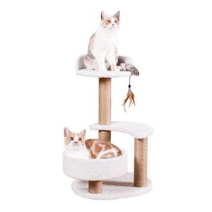 lahas modern cat tree tower for indoor small cats with sisal scratching post,hammock,perch,bed,feather toy,easy to assemble,activity design cat furniture supplies