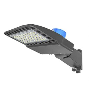 led parking lot light 200w, 5500k, 28,000lm (135lm/w ) led street lighting with dusk to dawn photocell, commercial adjustable direct arms mount led shoebox light, ideal for basketball court,stadium