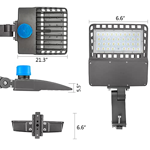 LED Parking Lot Light 200W, 5500K, 28,000LM (135LM/W ) LED Street Lighting with Dusk to Dawn Photocell, Commercial Adjustable Direct Arms Mount LED Shoebox Light, Ideal for Basketball Court,Stadium