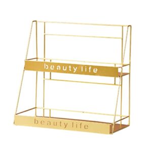 besportble cosmetic storage rack makeup organizer shelf 2 tier cosmetic storage basket with tray for cosmetics countertop storage organizer standing rack for dresser countertop bathroom gold