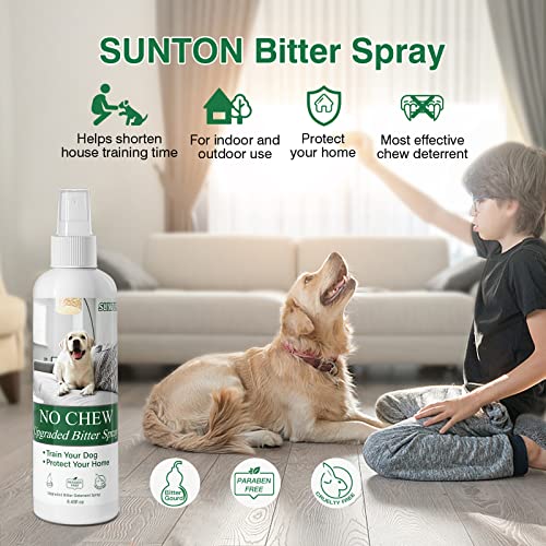 SUNTON Bitter Spray for Dogs to Stop Chewing Dog Deterrent Spray, Training Aid for Dogs, Puppies, Pet Behavior Corrector, No Chew Licking of Fur, Bandages, Wounds, Shoes and Furniture